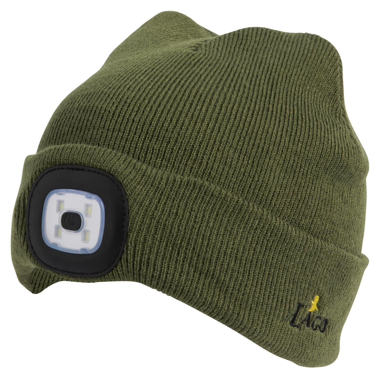  Strickmütze Unisex, m. LED-Lampe (Oliv) 