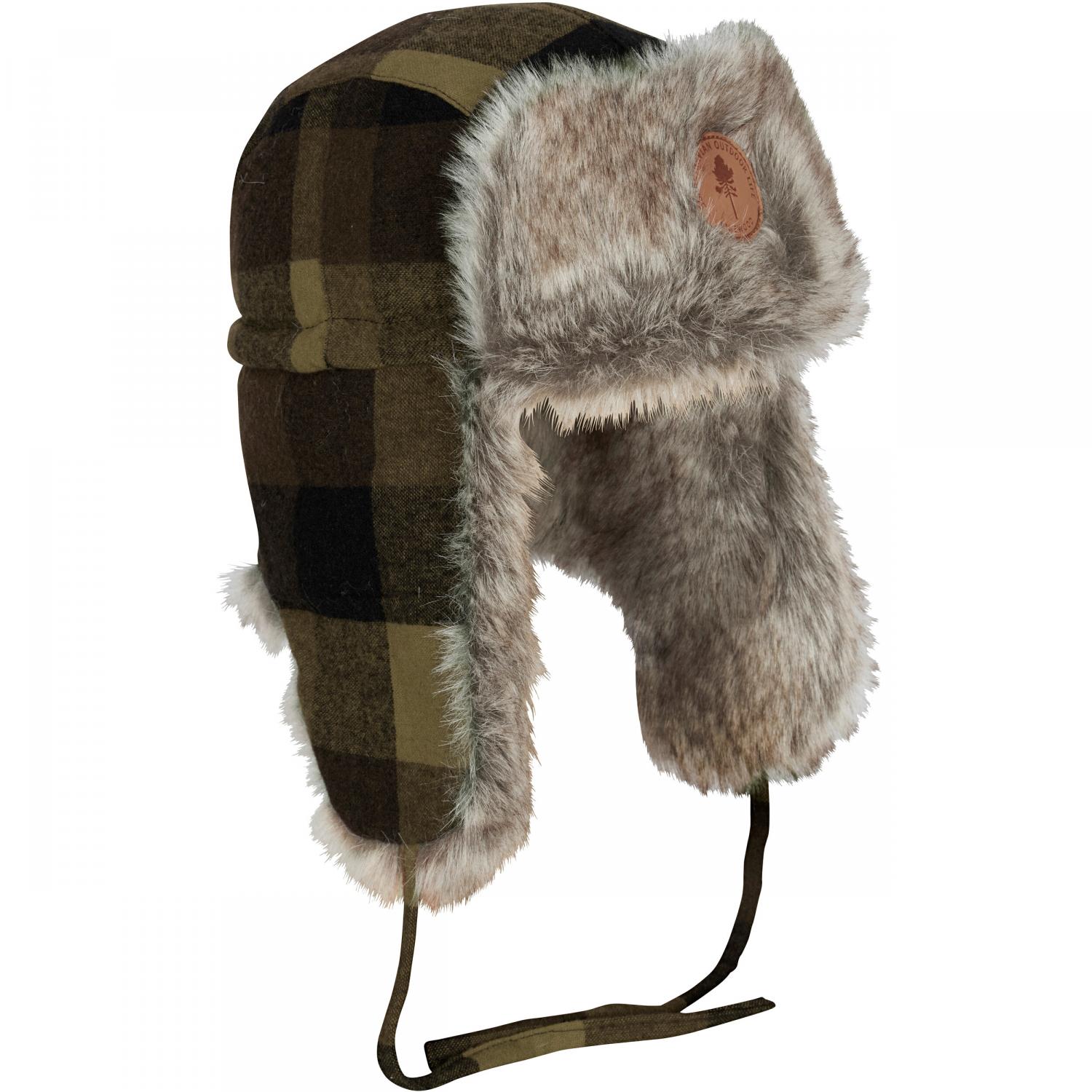  Classic Checked Fur Hat Unisex (Green/Black) 