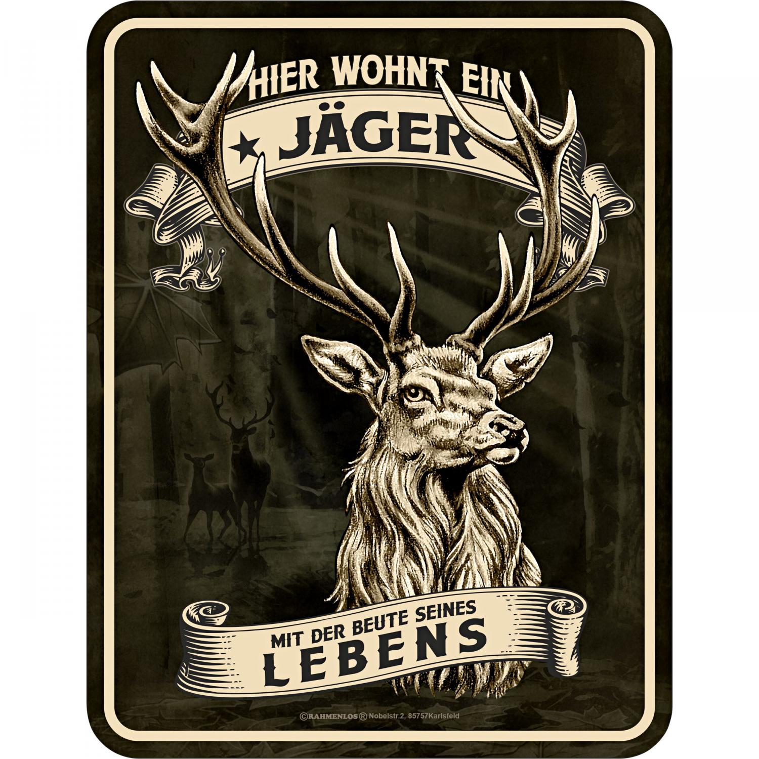  Blechschild (Hier wohnt ein Jäger) 