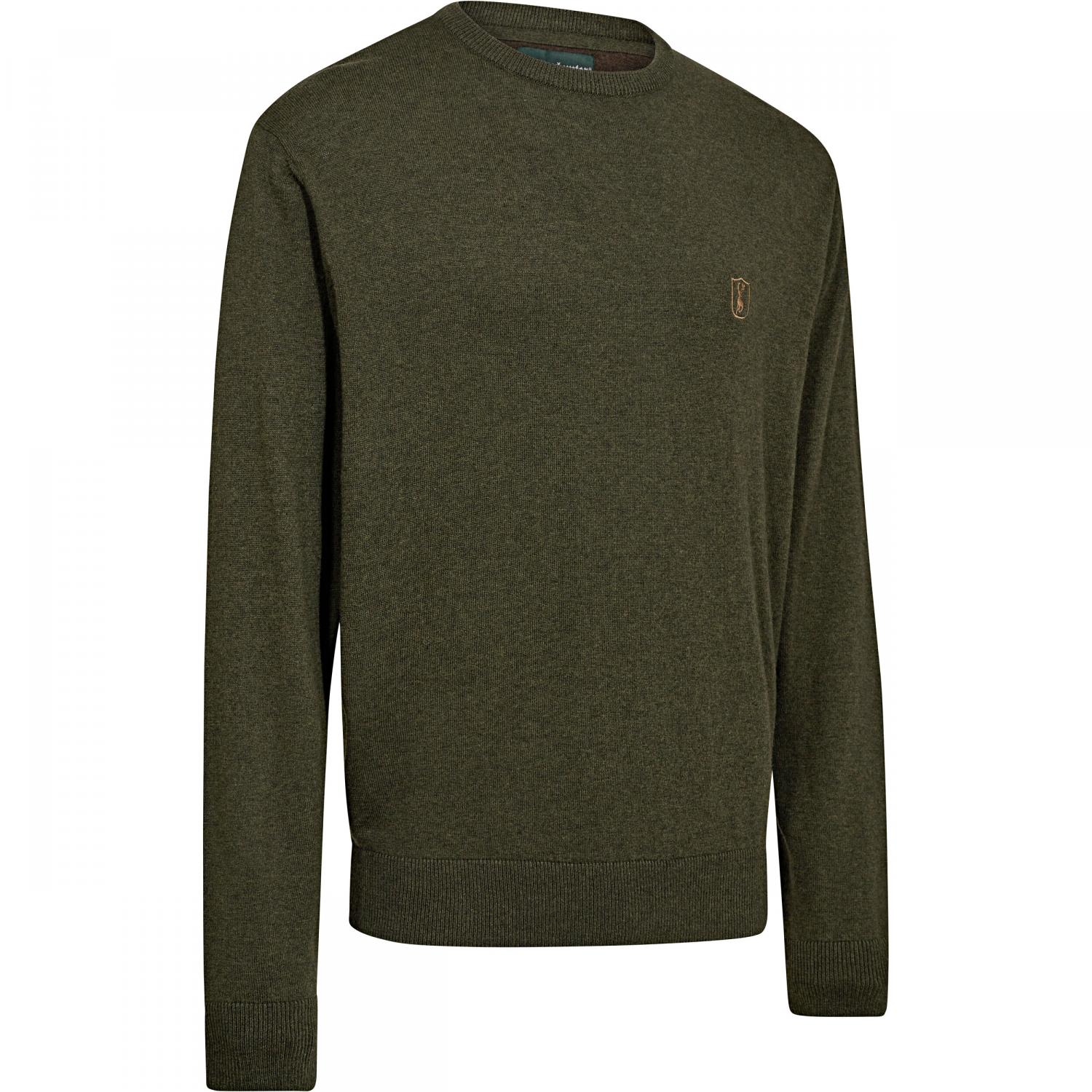  Harrington Knitted Jumper Men, With Round Neck (Forest Ember Melange) 