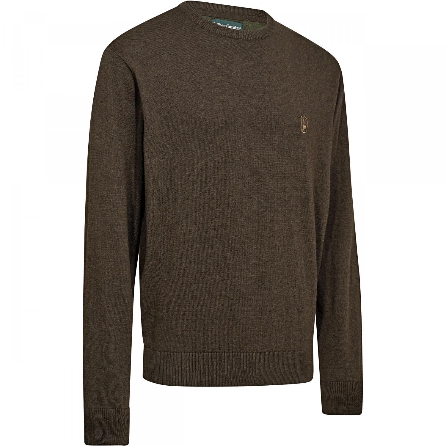  Harrington Strickpullover Herren, mit Rundhalsausschnitt (Brown Melange) 