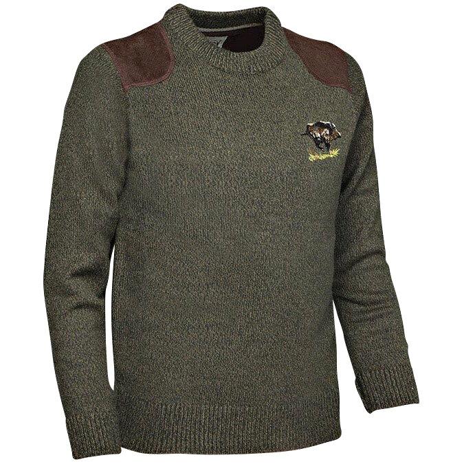  Rundhals-gestickter Pullover 