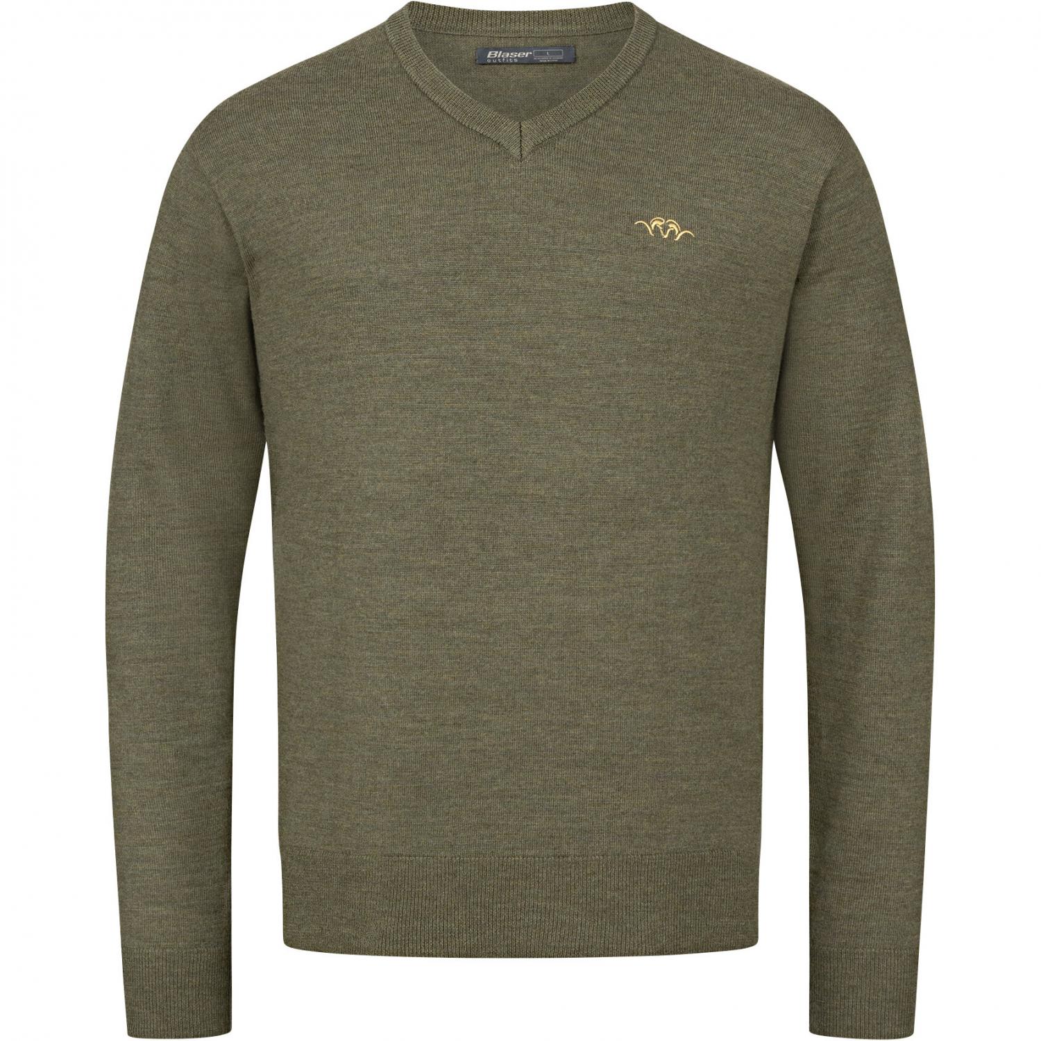  V-Neck Merino Sweater Herren (Dunkel Oliv) 