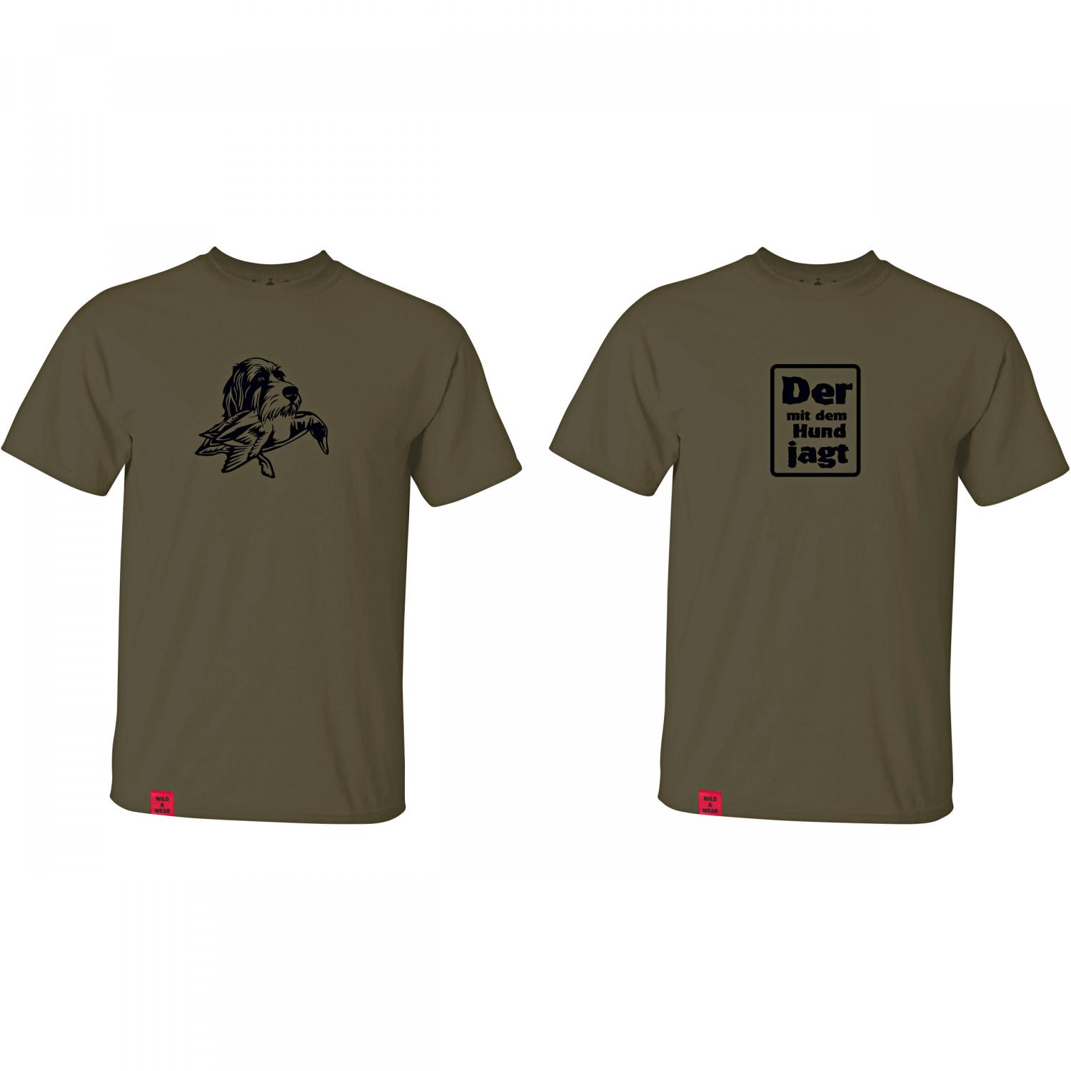 Set Of 2: Wild & Wear T-Shirt ‘Der Mit Dem Hund Jagt’ Men (Olive) 