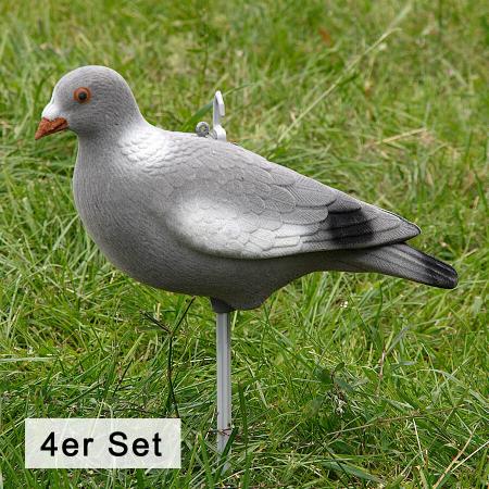  Ringeltaube Vollschale beflockt (4er Set)