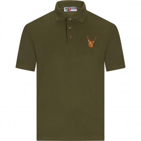  Polo-Shirt Rothirsch Unisex (Oliv)
