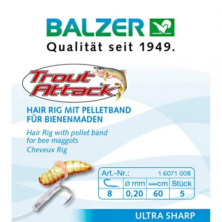 Trout Attack Angelhaken Bienenmaden Hair Rigs