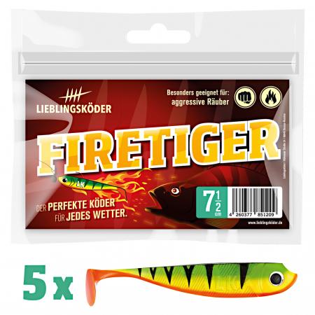 Gummifisch Barschköder (7,5 cm, Firetiger)
