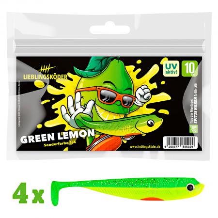  Gummifisch Zanderköder (10 cm, Green Lemon)