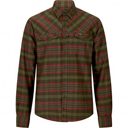  Flannel Hemd Bjarne Herren (Oliv/Rot)