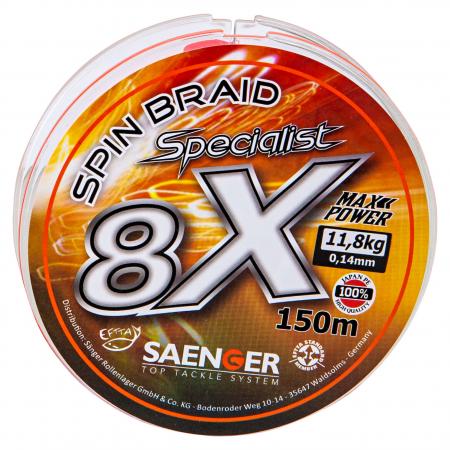  Fishing line Spin Braid Specialist 8x (fluo/orange)