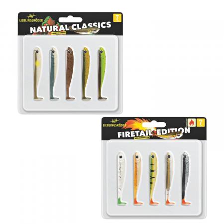  Gummifisch Barschköder (7 cm, Mixpaket Natural/Firetail)