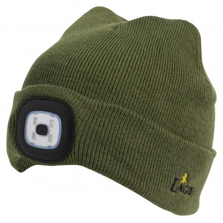 Strickmütze Unisex, m. LED-Lampe (Oliv)