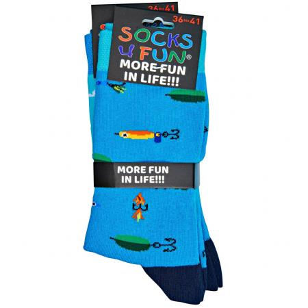  Sneakers Socks4Fun, with angler motif (blue)