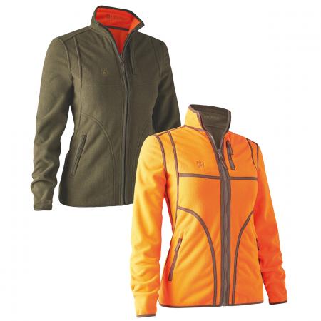  Lady Pam Bonded Fleece Jacket Women, Reversible (Orange)