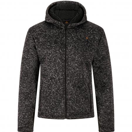  Teddy Strickfleece-Jacke Spirit Herren (Schwarz Meliert)