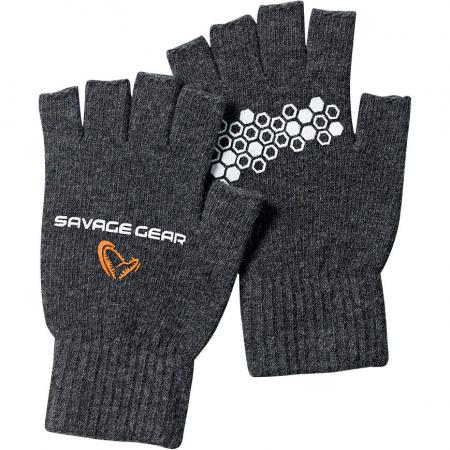  Knitted Half Finger Gloves Unisex (Dark Grey Melange)
