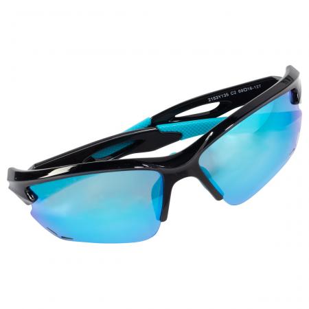  Polbrille (Schwarz/Blaue Gläser)