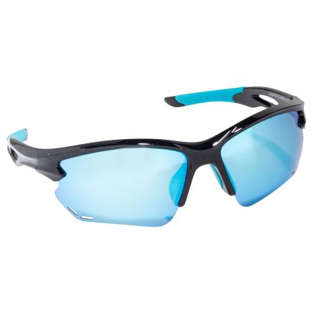  Polbrille (Schwarz/Blaue Gläser)