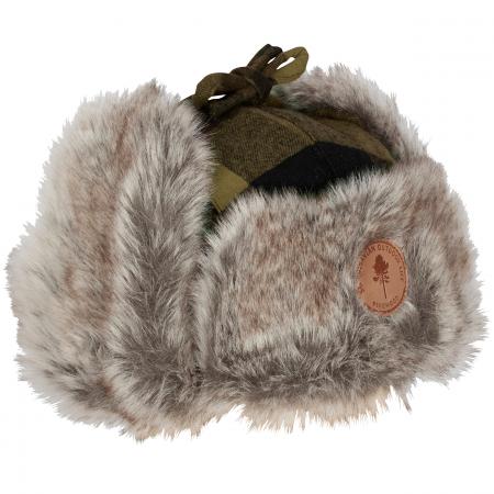  Classic Checked Fur Hat Unisex (Green/Black)