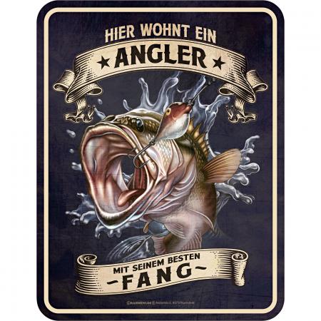 Rahmenlos Blechschild (Hier wohnt ein Angler)
