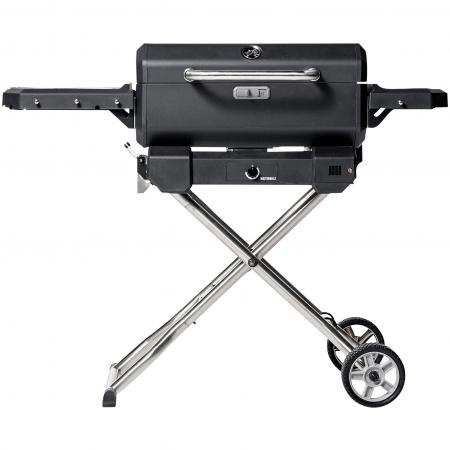  Portable charcoal grill and smoker with trolley