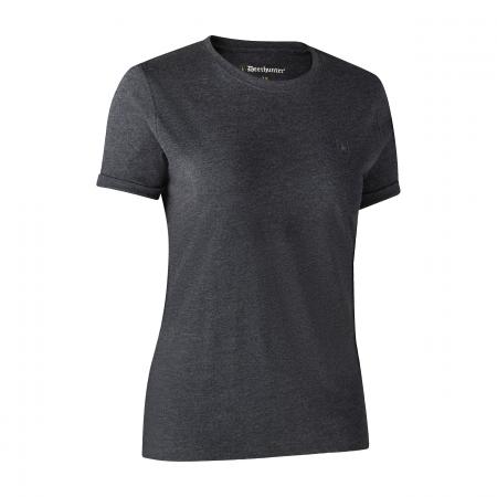 Deerhunter 2er-Pack Ladies Basis T-Shirts Damen (Adventure Green Melange, Grey Melange)