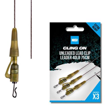  Ready Tied Unleaded Lead Clip Leader 75cm