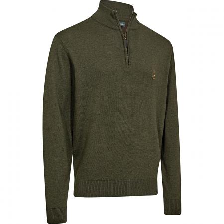 Harrington ½-Zip Strickpullover Herren (Forest Ember Melange)