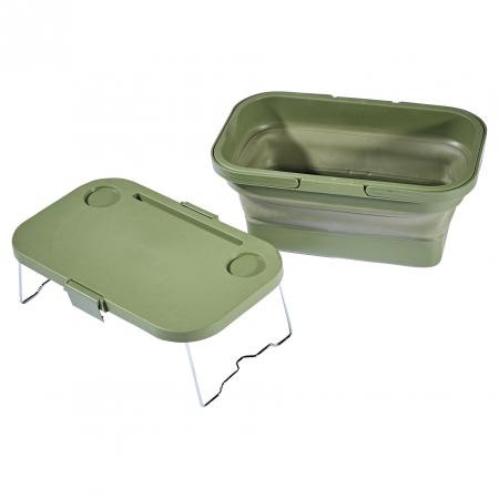 Foldable bucket with table