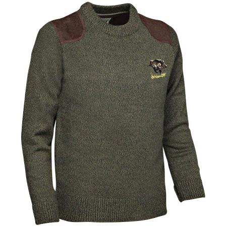  Rundhals-gestickter Pullover