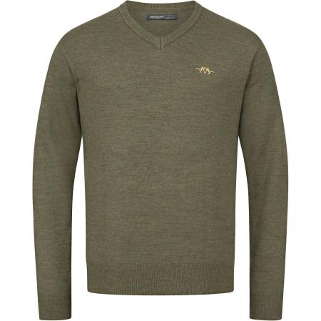  V-Neck Merino Sweater Herren (Dunkel Oliv)