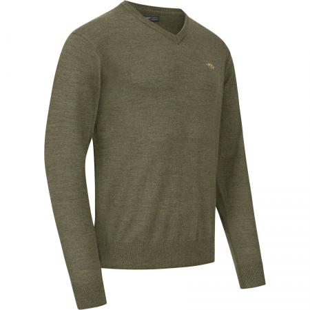  V-Neck Merino Sweater Herren (Dunkel Oliv)