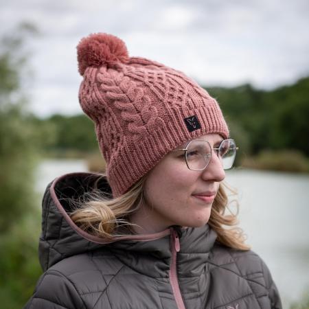 Fox Ladies Knitted Bobble Hat Damen (Dusty Rose Pink)