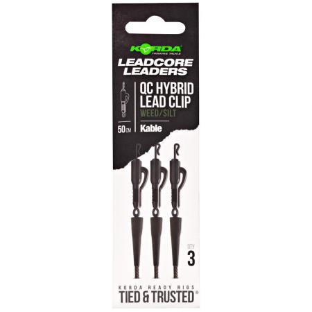  Kable Leadcore Leader Hybrid Lead QC Swivel (50 cm, Weed)