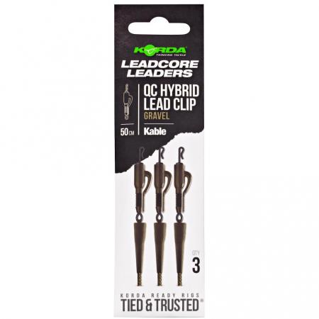 Kable Leadcore Leader Hybrid Lead QC Swivel (50 cm, Gravel)