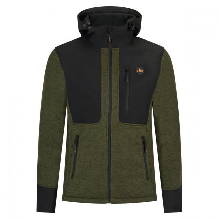 Il Lago Strickfleece-/Softshell-Jacke Wildland Herren (Oliv/Schwarz)