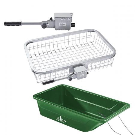 Als Set Heckträger-Korb + Anhängerkupplung-Schnellverschluss + Wildwanne Hunter Pro